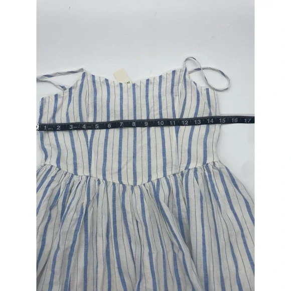 AERIE Love Of Linen Mini Dress Women's Size S Blue White Stripes Beach Boho New - Picture 8 of 8